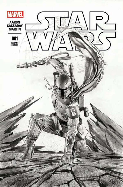 Cover for Star Wars (Marvel, 2015 series) #1 [Forbidden Planet Exclusive Adi Granov Black and White Variant]