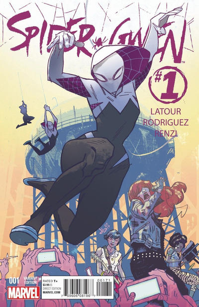 Cover for Spider-Gwen (Marvel, 2015 series) #1 [Variant Edition - Heroes Aren't Hard To Find Exclusive - Jason Latour Cover]