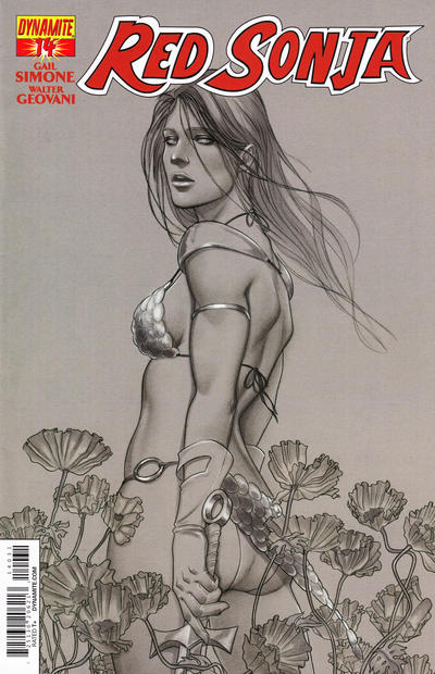 Cover for Red Sonja (Dynamite Entertainment, 2013 series) #14 [Black & White Retailer Incentive Cover Jenny Frison]