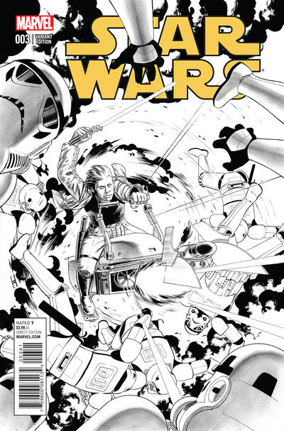 Cover for Star Wars (Marvel, 2015 series) #3 [Incentive John Cassaday Black and White Variant]