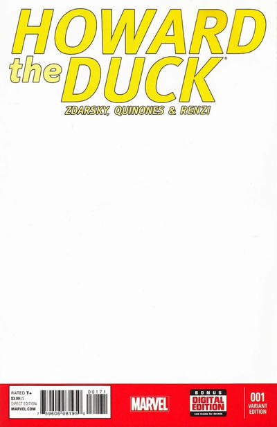 Cover for Howard the Duck (Marvel, 2015 series) #1 [Variant Edition - Blank Cover]