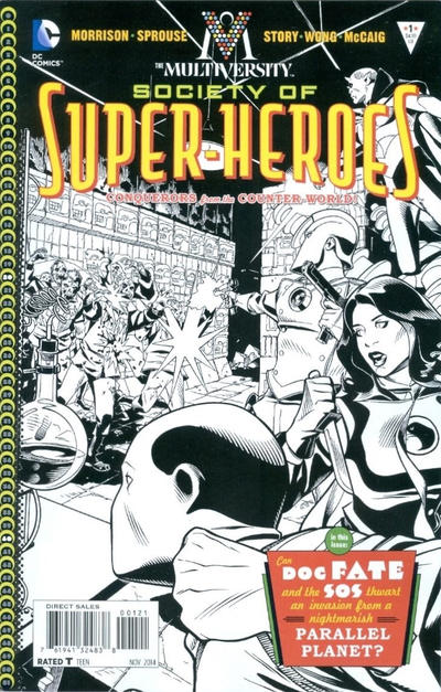 Cover for The Multiversity: The Society of Super-Heroes: Conquerors of the Counter-World (DC, 2014 series) #1 [Chris Sprouse Black & White Cover]