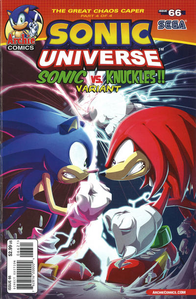 Cover for Sonic Universe (Archie, 2009 series) #66 [Sonic vs. Knuckles!! Variant]