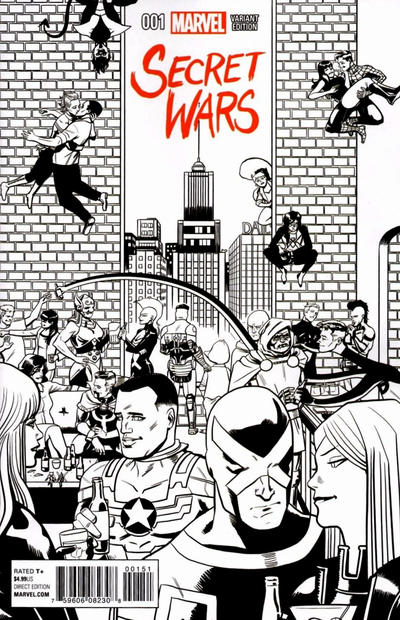 Cover for Secret Wars (Marvel, 2015 series) #1 [Chip Zdarsky Retailer Incentive Party Black and White Variant]