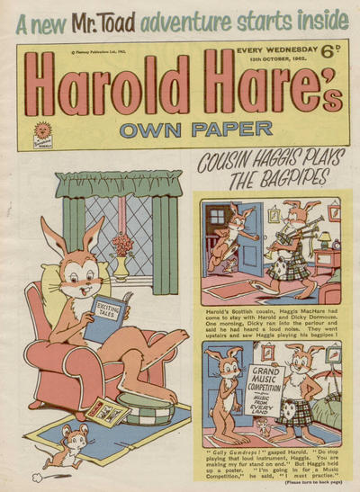 Cover for Harold Hare's Own Paper (IPC, 1959 series) #13 October 1962