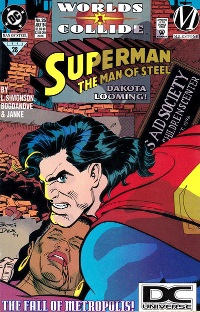 Cover for Superman: The Man of Steel (DC, 1991 series) #35 [DC Universe Cornerbox]