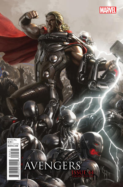 Cover for Avengers (Marvel, 2013 series) #44 [Retailer Incentive Avengers Age of Ultron Connecting Variant A]