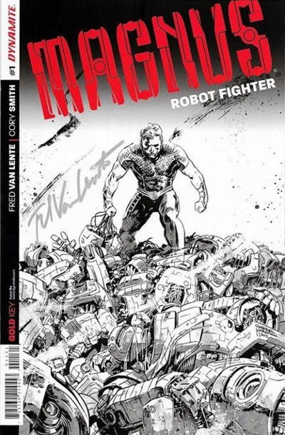 Cover for Magnus Robot Fighter (Dynamite Entertainment, 2014 series) #1 [Gabriel Hardman Pureline Black and White]