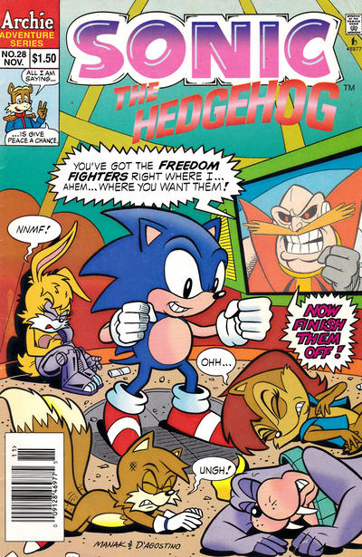Cover for Sonic the Hedgehog (Archie, 1993 series) #28 [Newsstand]