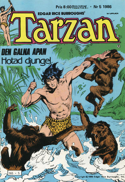 Cover for Tarzan (Atlantic Förlags AB, 1977 series) #5/1986