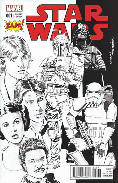 Cover for Star Wars (Marvel, 2015 series) #1 [Zapp Comics Exclusive Mike Mayhew Black and White Variant]