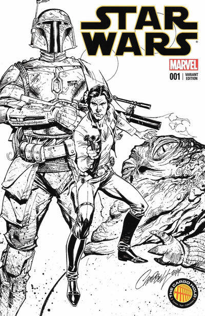 Cover for Star Wars (Marvel, 2015 series) #1 [The Cargo Hold Exclusive J. Scott Campbell Black and White Variant]