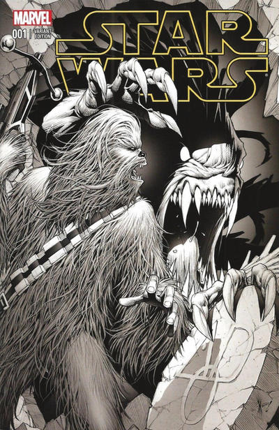 Cover for Star Wars (Marvel, 2015 series) #1 [AOD Exclusive Dale Keown Black and White Variant]