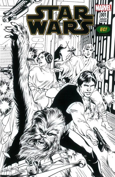 Cover for Star Wars (Marvel, 2015 series) #1 [Emerald City Comics Exclusive Alan Davis Black and White Variant]