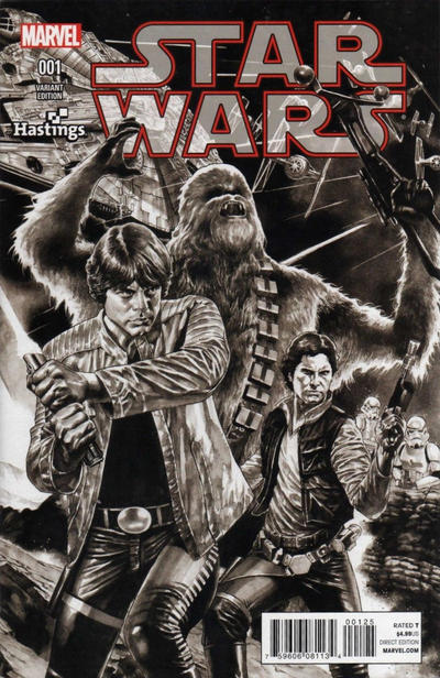 Cover for Star Wars (Marvel, 2015 series) #1 [Hastings Exclusive Mico Suayan Black and White Variant]