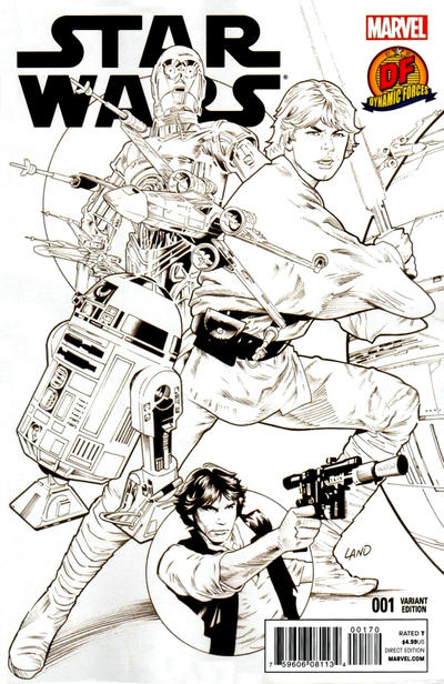 Cover for Star Wars (Marvel, 2015 series) #1 [Dynamic Forces Exclusive Greg Land Black and White Variant]