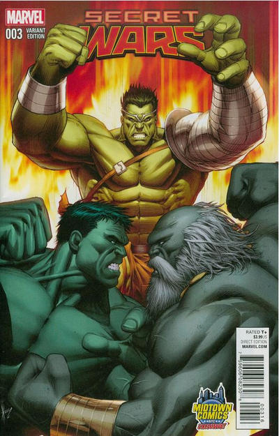 Cover for Secret Wars (Marvel, 2015 series) #3 [Midtown Comics Exclusive Dale Keown Planet Hulk Variant]