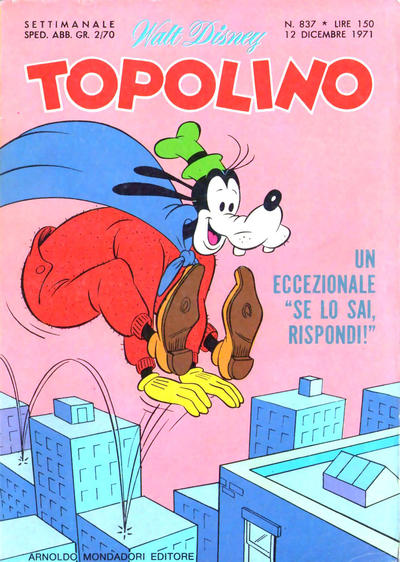 Cover for Topolino (Mondadori, 1949 series) #837