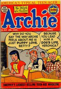 Cover for Archie Comics (Archie, 1942 series) #63