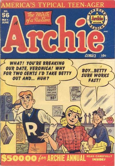 Cover for Archie Comics (Archie, 1942 series) #56