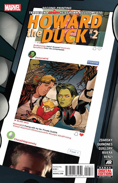 Cover for Howard the Duck (Marvel, 2015 series) #2 [Second Printing]