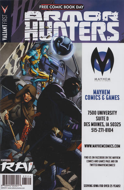 Cover for Valiant FCBD 2014 Armor Hunters Special (Valiant Entertainment, 2014 series) [Mayhem Comics & Games Des Moines]