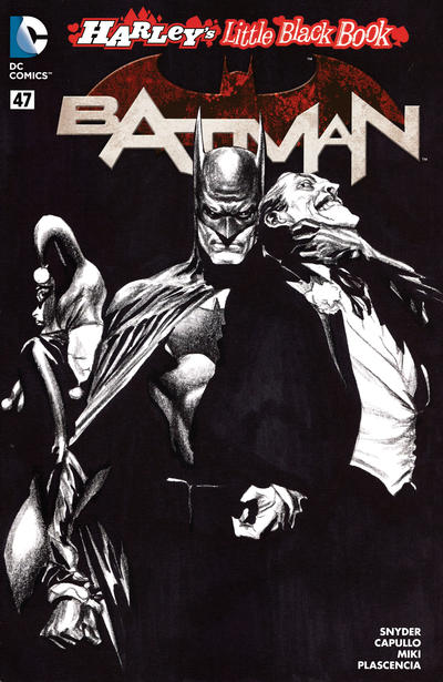 Cover for Batman (DC, 2011 series) #47 [Harley's Little Black Book Alex Ross Black & White Cover]