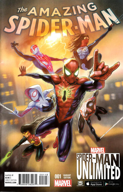 Cover for Amazing Spider-Man (Marvel, 2015 series) #1 [Variant Edition - Spider-Man Unlimited Game - Trevor Cook Cover]