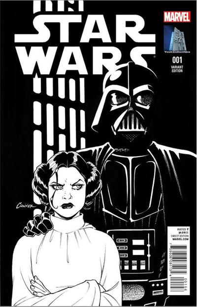 Cover for Star Wars (Marvel, 2015 series) #1 [Vault Collectibles Exclusive Amanda Conner Black and White Variant]