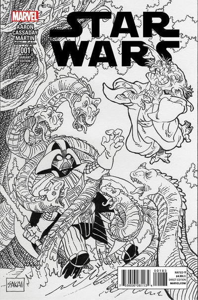 Cover for Star Wars (Marvel, 2015 series) #1 [Beach Ball Comics Exclusive Stan Sakai Black and White Variant]