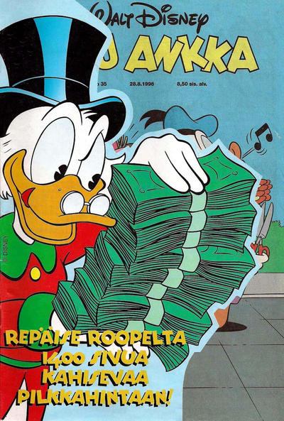 Cover for Aku Ankka (Sanoma, 1951 series) #35/1996 [Uncle Scrooge Variant]