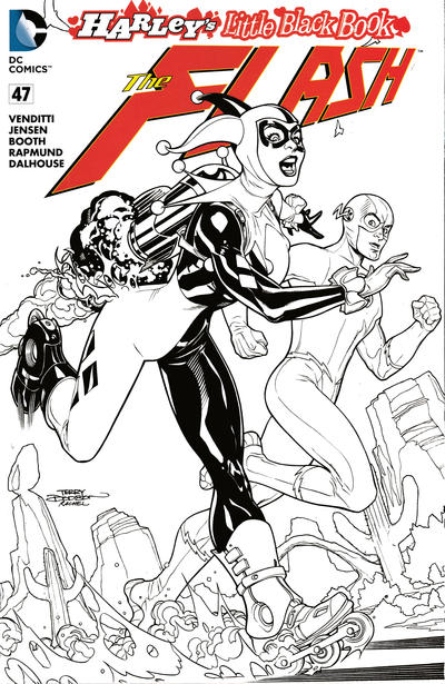 Cover for The Flash (DC, 2011 series) #47 [Harley's Little Black Book Terry Dodson Black and White Cover]