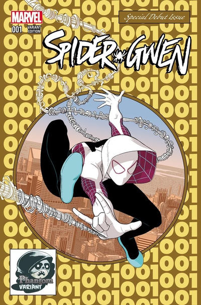 Cover for Spider-Gwen (Marvel, 2015 series) #1 [Variant Edition - Second Printing - Phantom Exclusive Gold Encore Edition - Jamie McKelvie Cover]