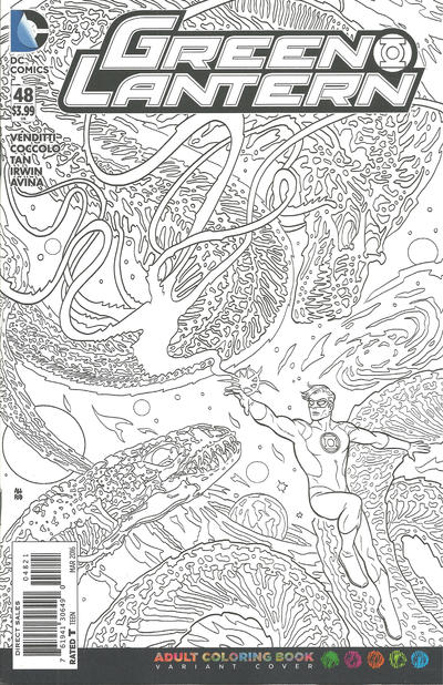 Cover for Green Lantern (DC, 2011 series) #48 [Adult Coloring Book Cover]