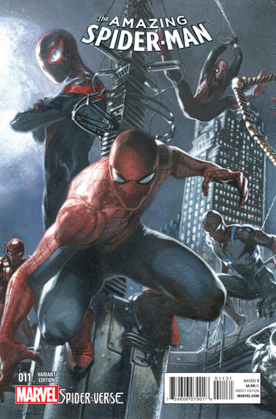 Cover for The Amazing Spider-Man (Marvel, 2014 series) #11 [Variant Edition - Gabriele Dell'Otto Connecting Cover]
