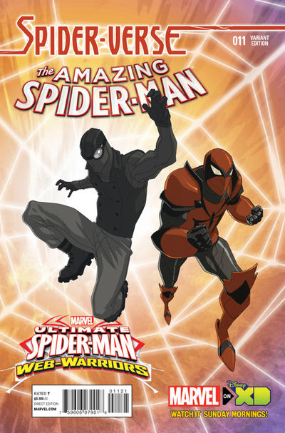 Cover for The Amazing Spider-Man (Marvel, 2014 series) #11 [Variant Edition - Ultimate Spider-Man: Web Warriors - Jeff Wamester Cover]
