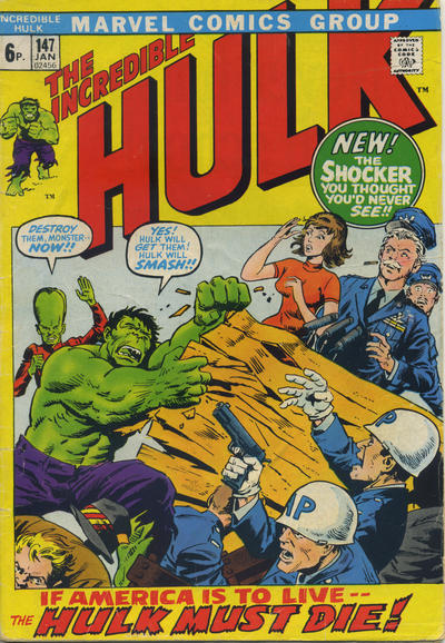 Cover for The Incredible Hulk (Marvel, 1968 series) #147 [British]