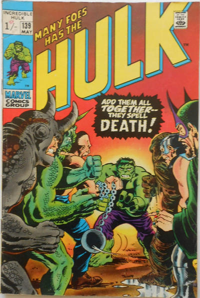 Cover for The Incredible Hulk (Marvel, 1968 series) #139 [British]