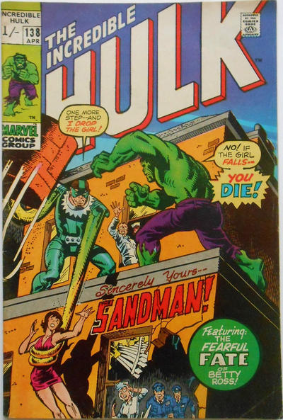 Cover for The Incredible Hulk (Marvel, 1968 series) #138 [British]