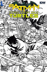 Cover Thumbnail for Batman / Teenage Mutant Ninja Turtles (DC, 2016 series) #1 [Midtown Comics Cliff Chiang Black and White Cover]