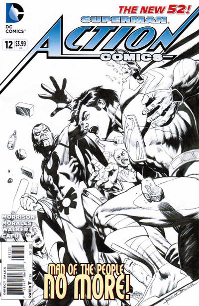 Cover for Action Comics (DC, 2011 series) #12 [Rags Morales Black & White Cover]
