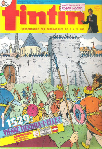 Cover for Le journal de Tintin (Le Lombard, 1946 series) #36/1987
