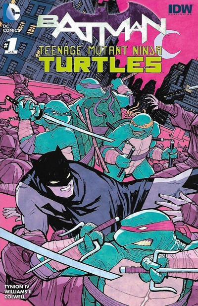 Cover for Batman / Teenage Mutant Ninja Turtles (DC, 2016 series) #1 [Midtown Comics Cliff Chiang Color Cover]