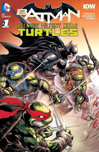 Cover for Batman / Teenage Mutant Ninja Turtles (DC, 2016 series) #1 [Hall of Comics Ivan Reis Cover]