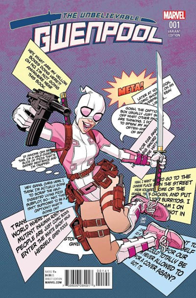 Cover for The Unbelievable Gwenpool (Marvel, 2016 series) #1 [Variant Edition - Cameron Stewart Cover]