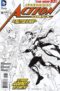 Cover for Action Comics (DC, 2011 series) #14 [Rags Morales Black & White Cover]