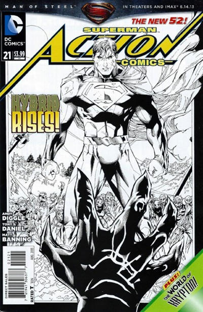 Cover for Action Comics (DC, 2011 series) #21 [Tony S. Daniel Black & White Cover]