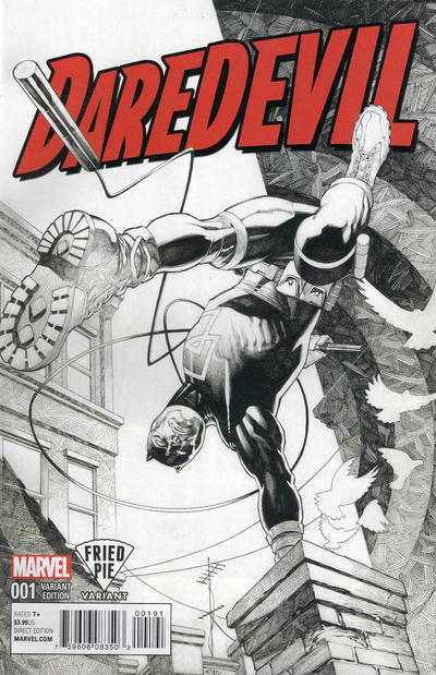 Cover for Daredevil (Marvel, 2016 series) #1 [Fried Pie Exclusive - Chris Stevens Black and White]