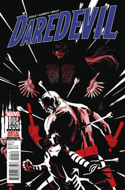 Cover for Daredevil (Marvel, 2016 series) #2 [Second Printing]