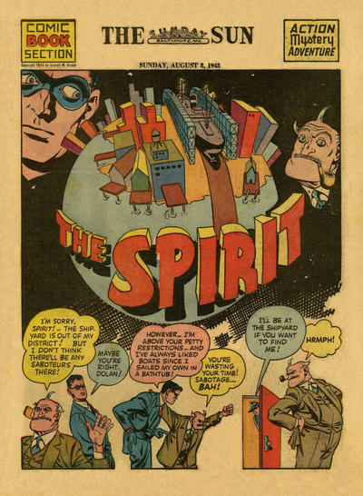 Cover for The Spirit (Register and Tribune Syndicate, 1940 series) #8/8/1943 [Baltimore Sun Edition]